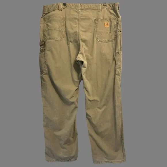 Carhartt Carpenter Canvas Work Pants Dungaree Fit B151 LBR Mens 44x32 Brown - Picture 4 of 10